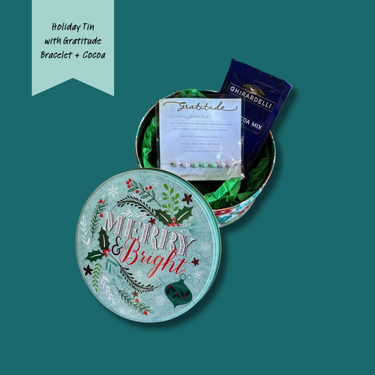 Holiday Tin with Gratitude Bracelet + Hot Cocoa!
